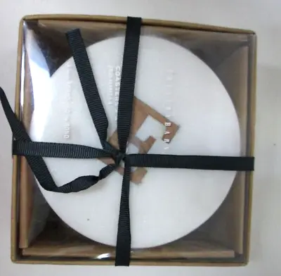 Pottery Barn Marble And Wood Monogram E Coasters Set 4 White Bronze NEW NIB • $24.74