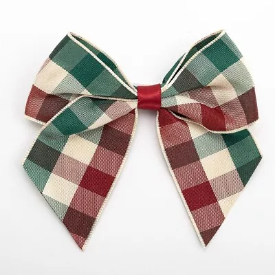 Large Tartan Bows - 10cm Self Adhesive Pre Tied 38mm Ribbon 1  2 3 6 Or 12pcs • £1.99