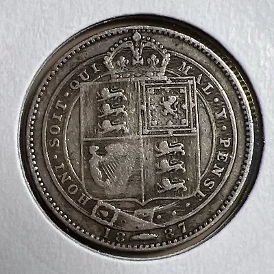 1887 Queen Victoria Jubilee Head Silver Shilling VF • £0.99