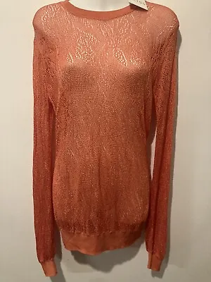 Reiss Women's  Bobbi  Crochet Longsleeve Jumper In Coral Size Large NWT & D • £18