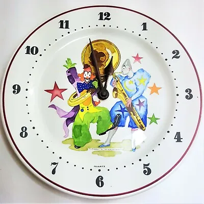 Villeroy & Boch Wall Le Cirque Circus Clown Porcelain 10.5  Round Clock Vintage • $29.99