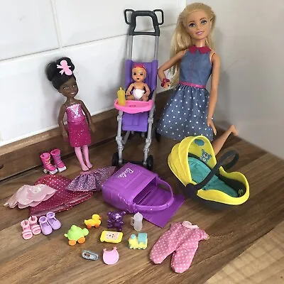 £9.99 • Buy Barbie Fashion Doll Mattel Baby Biggy Pram Bed Carrier Chelsea Nursery Bundle