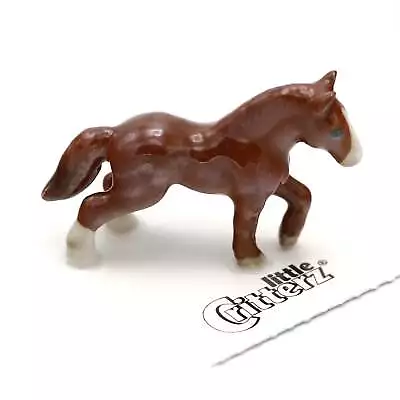 Little Critterz Horse - Thoroughbred  Chestnut  - Miniature Porcelain Figurine • $12.99