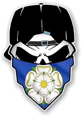 Gothic Biker Skull With Bandana & Yorkshire Rose Flag Vinyl Car Sticker 125x85mm • £2.49