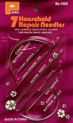 Pack Of 7 Hand Repair Upholstery Sewing Needles Carpet Leather Curved Canvas TR • £3.49