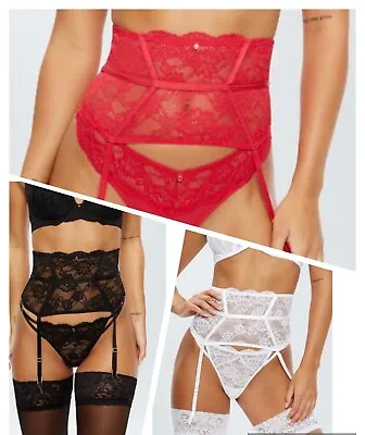 Ann Summers Womens Sexy Lace Suspender Belt Waspie Red Black White Size 6-24 • £16