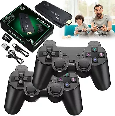 Wireless HDMI 4K TV Game Stick Console Built-in 64GB 20000+Retro Games+2 Gamepad • £20.49