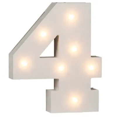 £7.90 • Buy 16cm Illuminated Wooden Number 4 With 7 Led Sign Message Decor Party Xmas Gift