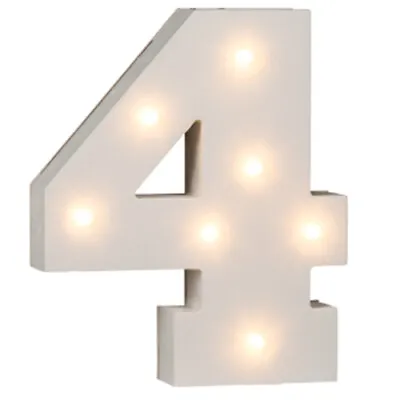 16cm Illuminated Wooden Number 4 With 7 Led Sign Message Decor Party Xmas Gift • £7.90