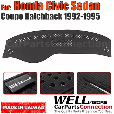 Wellvisors Dash Mat Cover For Honda 92-95 Civic Coupe Sedan Hatchback Black • $56.99