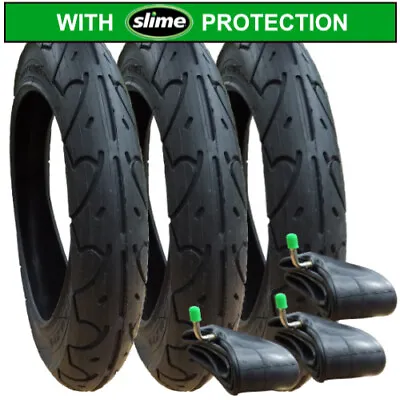 Set Of Tyres & Tubes For Quinny Freestyle Pushchairs Slime Protected • £45.95