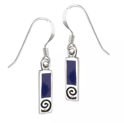 Modern Earring Swirl .925 Sterling Silver Rectangle Eclectic Earrings • $11.79