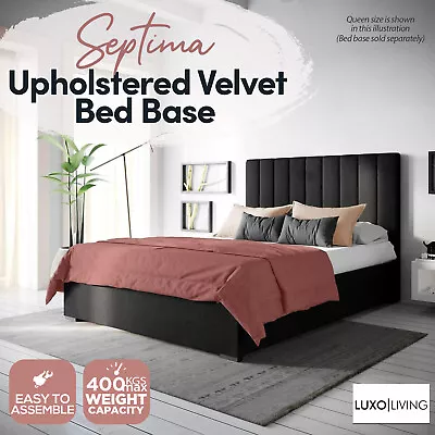 $289 • Buy Ensemble Velvet Fabric Bed Base Bed Frame Support Slat, Ink
