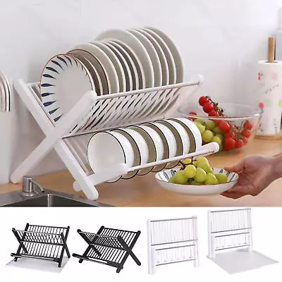  Dish Drying Rack Collapsible Compact Dish Rack Bamboo Dish Drainer • $40.10