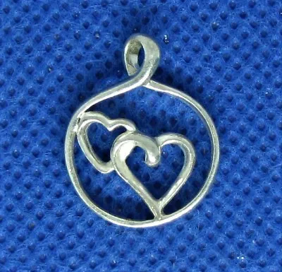 925 Sterling Silver Double Heart Mother Daughter Friend Necklace Pendant Charm • $12.50