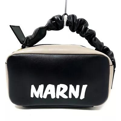 Auth MARNI - PHMO0023U0 Black Beige Leather Clutch Bag • $262