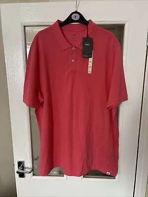 M&S Mens Ultimate Pink Polo Shirt Size 2XL BNWT • £6