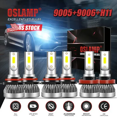 Combo 9005+9006+H11 LED Headlight Hi/Lo Beam Bulb 6500K 4500W 675000LM Fog Light • $39.99