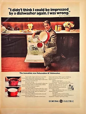 GE Potscrubber II Dishwasher Bright Red Kitchen Vintage 1974 Print Ad 9 X12 • $9.50