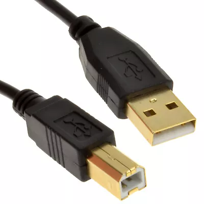 GOLD USB 2.0 High Speed Cable Printer Lead A To B Plug 24AWG 25cm/50cm/1m/2m/3m • £4.02