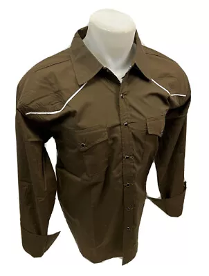 Men's RODEO WESTERN COUNTRY ARMY GREEN CASUAL COUNTRY SHIRT PEARL SNAP UP COWBOY • $23.19