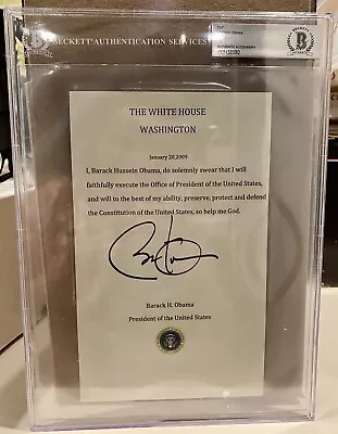 President Barack Obama Signed Slabbed Oath Of Office White House Bas Beckett • $1199.99