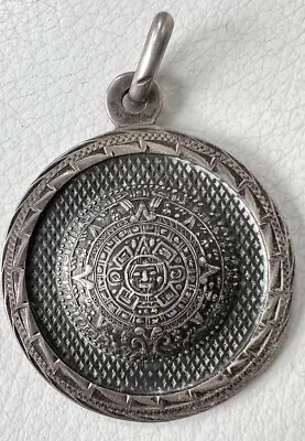 Vintage Mayan Sterling Silver Calendar Pendant Mexico • $31.50