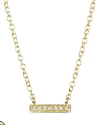 Meira T 14k Gold Delicate Diamond Bar Necklace • $399