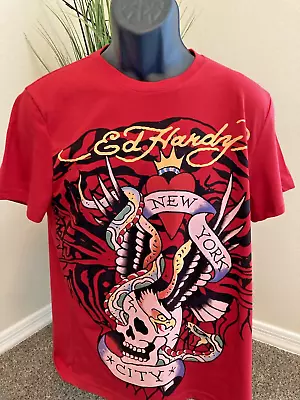 New Mens Medium New York City Banner  Snake  Eagle & Skull T Shirt By Ed Hardy • $23.76