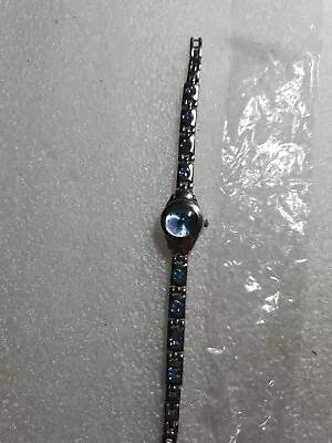 Le Chat Ladies Quartz Watch. Silver Bracelet With Blue Stones Blue Dial. New. • £2.29