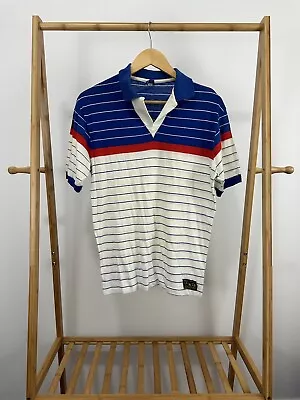 VTG 80s OP  Ocean Pacific Surf Skate Striped Color Block Thin Polo Shirt M • $24.95