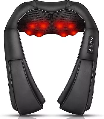 Electric Shiatsu Neck Shoulder Back Massager With Heat Kneading Home Car Office • £22.46