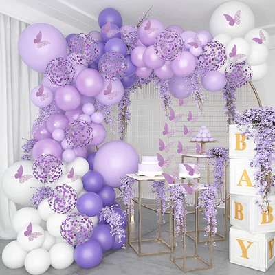 $23.09 • Buy Purple Balloon Garland Arch Kit 140 Pcs Purple Baby Shower Decorations For Girl