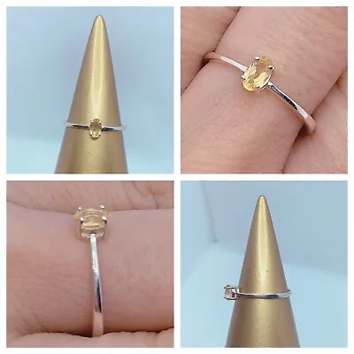 £20 • Buy CITRINE + STERLING SILVER RING SOLITAIRE SIZE N (uk)