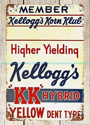 Seed Corn Sign Cereal KK Hybrid Metal Tin Sign Office Bar Interior Design • $15.88