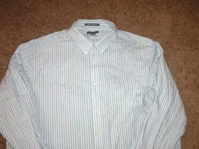 EDDIE BAUER Blue Stripe Cotton Long Sleeve Button Front Shirt Men's 3XLT TALL • $11.16