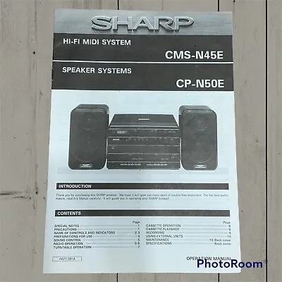 Sharp CMS-N45E Midi System Operating Instructions Manual • £6.95