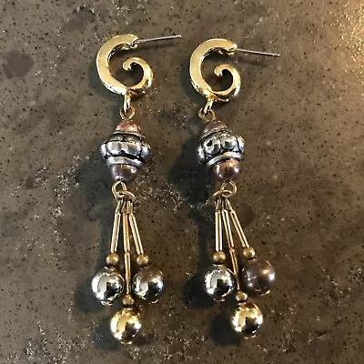Vintage Earrings Pierced Dangle Chandelier Gold Silver Copper Bronze Tone Rustic • $15