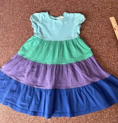 Hanna Andersson Tiered Colorblock Blue Green Purple Dress Toddler Kids 110 5-6 • $13