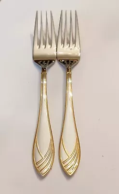 (2) Mikasa CATHEDRAL GOLD Stainless 18-8 Salad Forks~Japan~Free Shipping • $43.99