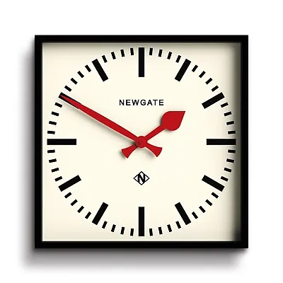£27.50 • Buy Wall Clock Square Black Station Red Spade Hands Kitchen Clock Decor Newgate 33cm
