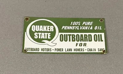 Vintage Quaker 12” Porcelain Sign Car Gas Truck Gasoline Oil Outboard Fish Hunt • $84.99