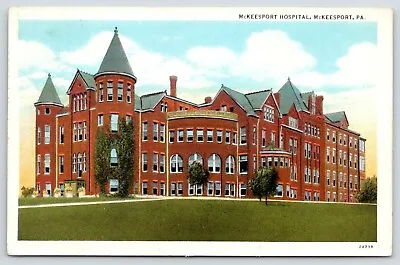 McKeesport Pennsylvania~Old McKeesport Hospital On Hilltop~1932 Postcard • $5.50