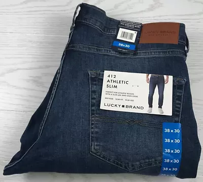 Lucky Brand 412 Athletic Slim Jeans 38x30 Blue 2 Way Stretch Mid Rise NEW $99 • $22