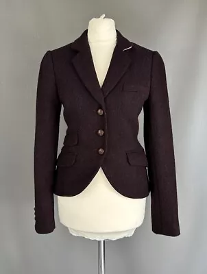 Jack Wills Jacket 100% Wool Moon Tweed Plum Riding Blazer UK 8 • £29