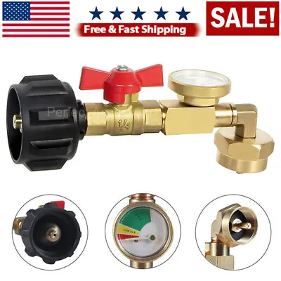 NEW 1Lb To 20Lb Tank Propane Refill Adapter With Gauge And ON-Off Control Valve • $14.89