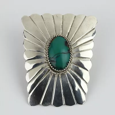 Vintage Native Sterling Silver Turquoise Men's Bolo Tie Slide • $49