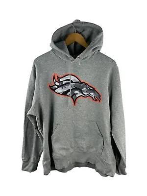 VINTAGE Denver Broncos NFL Hooded Jumper Mens Size XL Grey Nike Sweatshirt Logo • $39.95