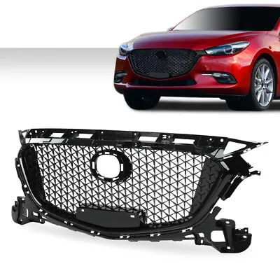 Front Bumper Upper Honeycomb Grille Grill Black Fit For 2017-2018 Mazda 3 Axela • $72.90