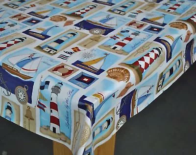 £7.99 • Buy Sailor Boat Lighthouse PVC Vinyl Wipe Clean Oilcloth Tablecloth